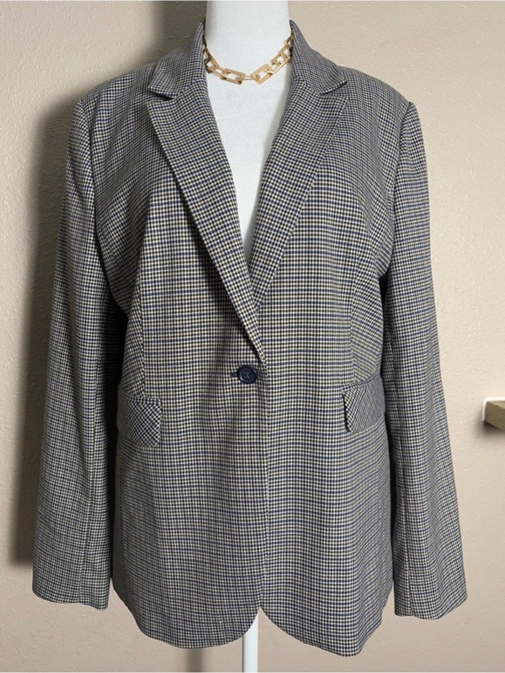 Circolo 1901 Plaid Houndstooth Single-Button Blazer Sz 16
